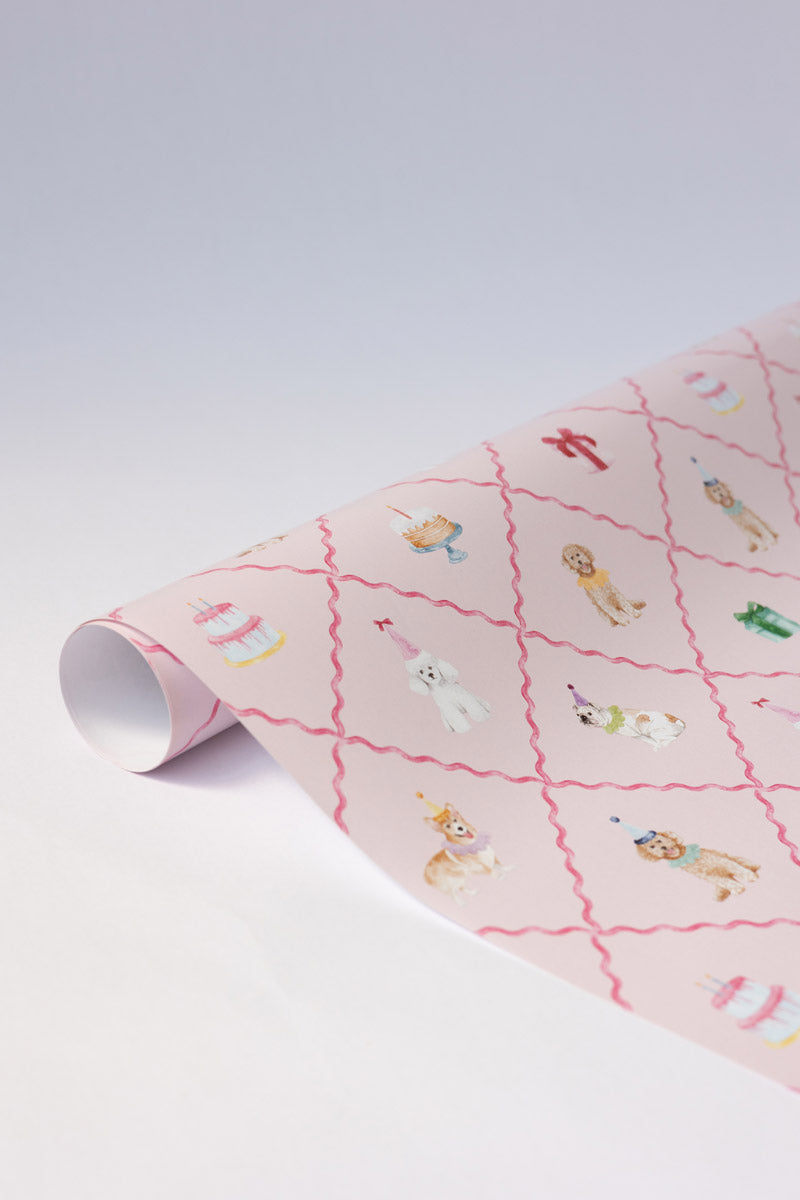 Pink Pup Parade - wrapping paper