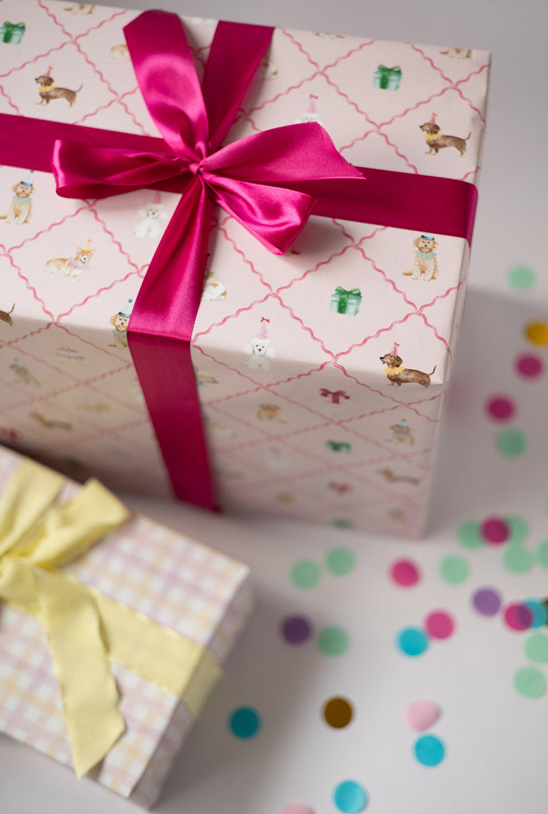 Pink Pup Parade - wrapping paper