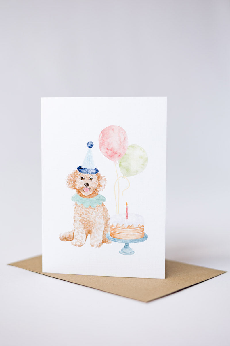 Party Poodle Brown - Greeting card